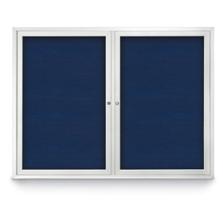 48x36 2-Door Enclosed Outdoor Letterboard,Blue Felt/Satin